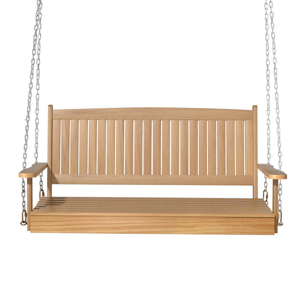 Porch Swing Chair With Chain Outdoor Furniture Wooden Bench 2 Seat Teak - Furniture > Outdoor > Outdoor Chairs - Rivercity House & Home Co. (ABN 18 642 972 209) - Affordable Modern Furniture Australia