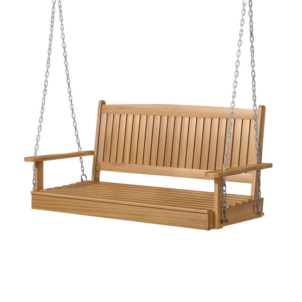 Porch Swing Chair With Chain Outdoor Furniture Wooden Bench 2 Seat Teak - Furniture > Outdoor > Outdoor Chairs - Rivercity House & Home Co. (ABN 18 642 972 209) - Affordable Modern Furniture Australia