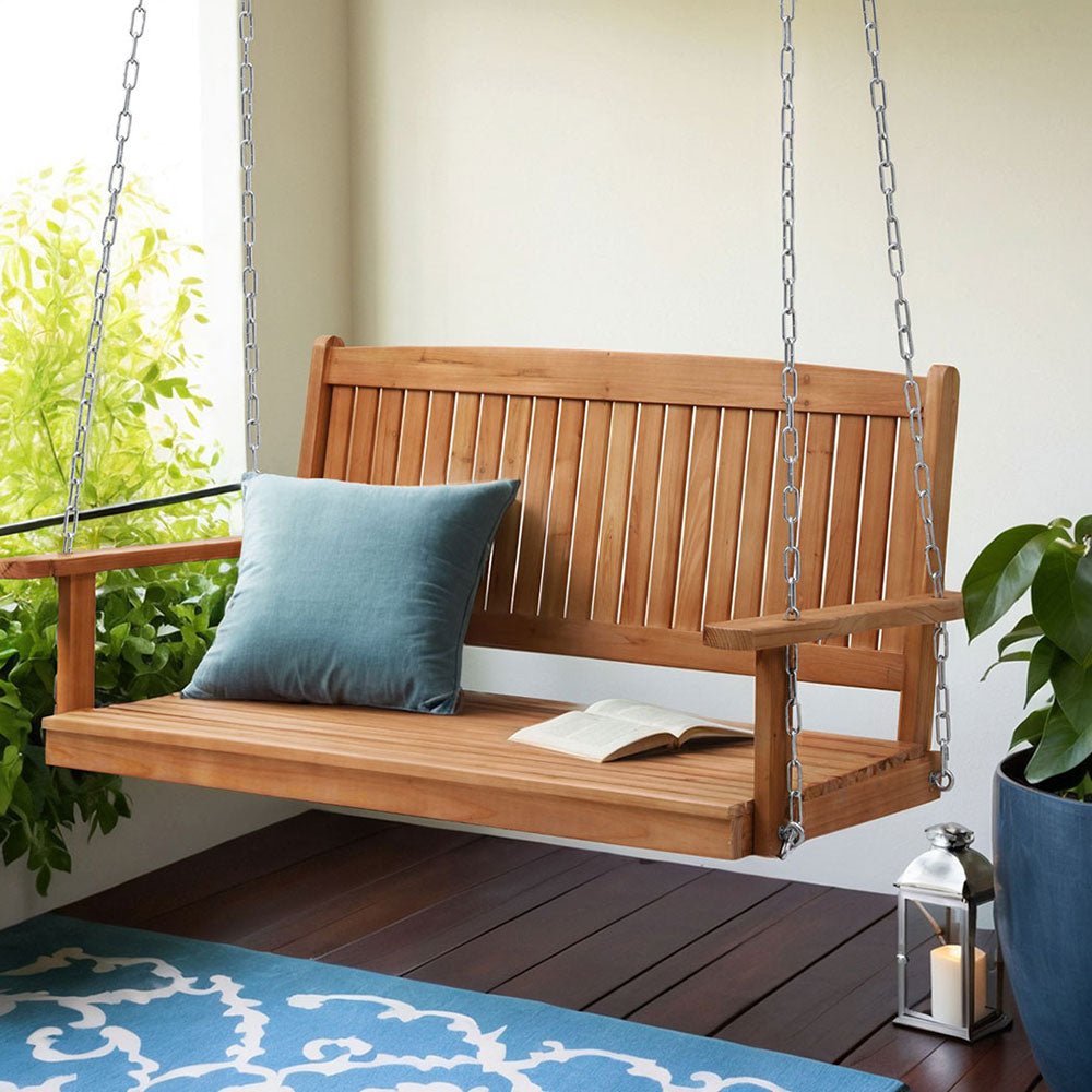 Porch Swing Chair With Chain Outdoor Furniture Wooden Bench 2 Seater - Furniture > Outdoor > Outdoor Chairs - Rivercity House & Home Co. (ABN 18 642 972 209) - Affordable Modern Furniture Australia