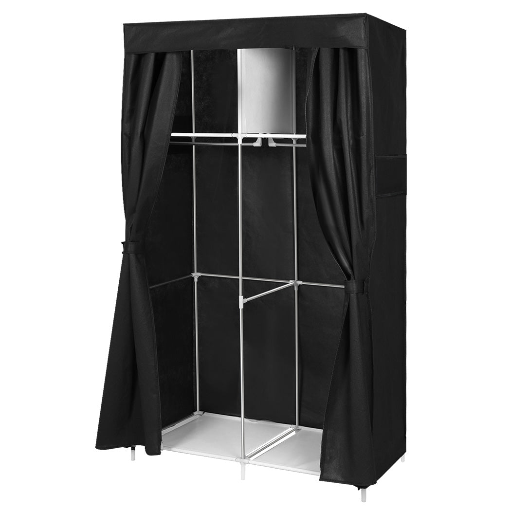 Portable 102cm Fabric Wardrobe Organizer with Pockets and Anti - Tip - Black and Silver - Rivercity House & Home Co. (ABN 18 642 972 209) - Affordable Modern Furniture Australia