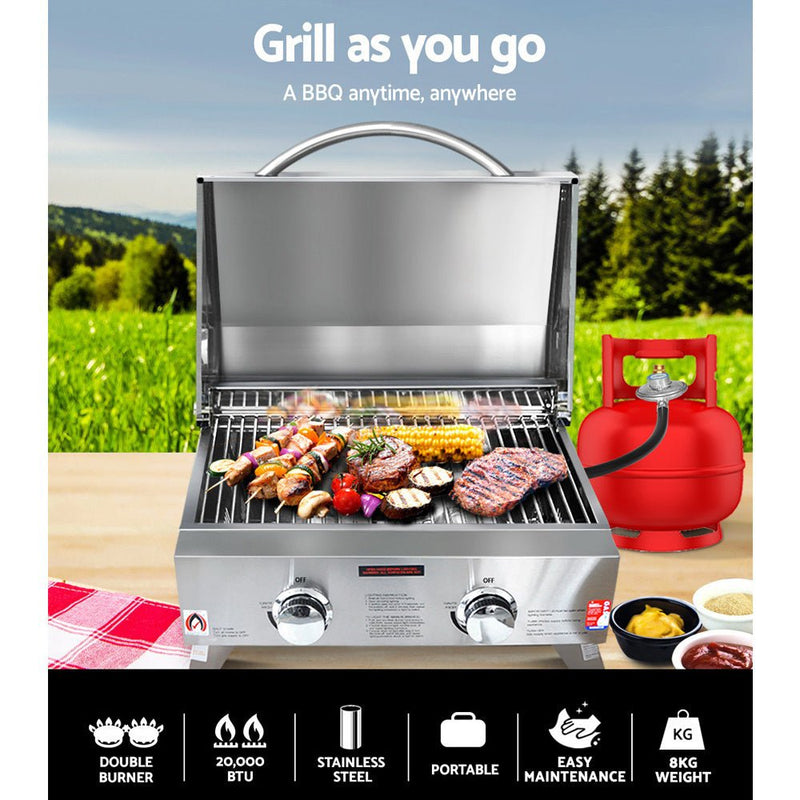 Portable 2 Burner Gas BBQ - Home & Garden - Rivercity House & Home Co. (ABN 18 642 972 209) - Affordable Modern Furniture Australia