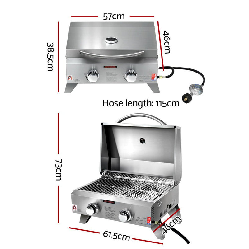 Portable 2 Burner Gas BBQ - Home & Garden - Rivercity House & Home Co. (ABN 18 642 972 209) - Affordable Modern Furniture Australia