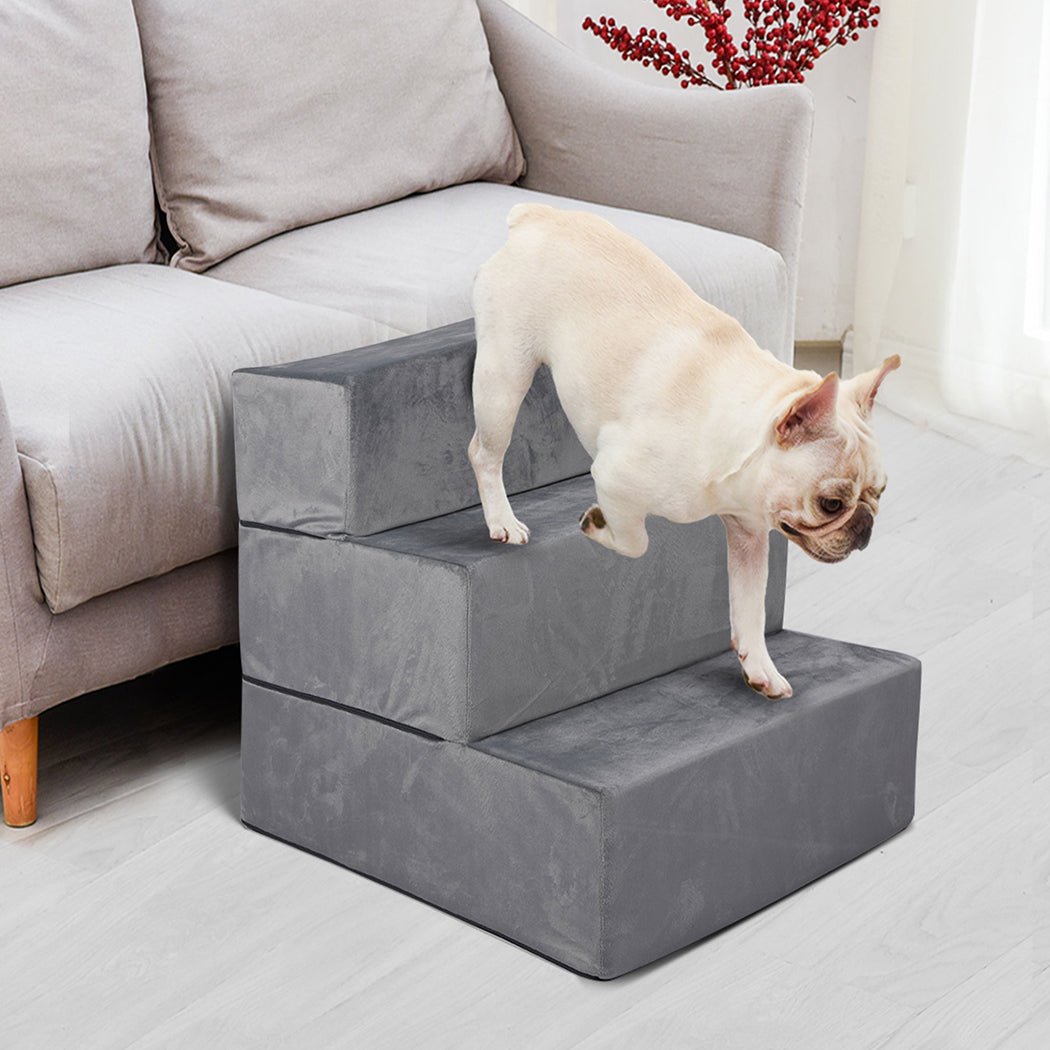 Portable Adjustable 3 - Step Medium Pet Stairs - Grey - Rivercity House & Home Co. (ABN 18 642 972 209) - Affordable Modern Furniture Australia