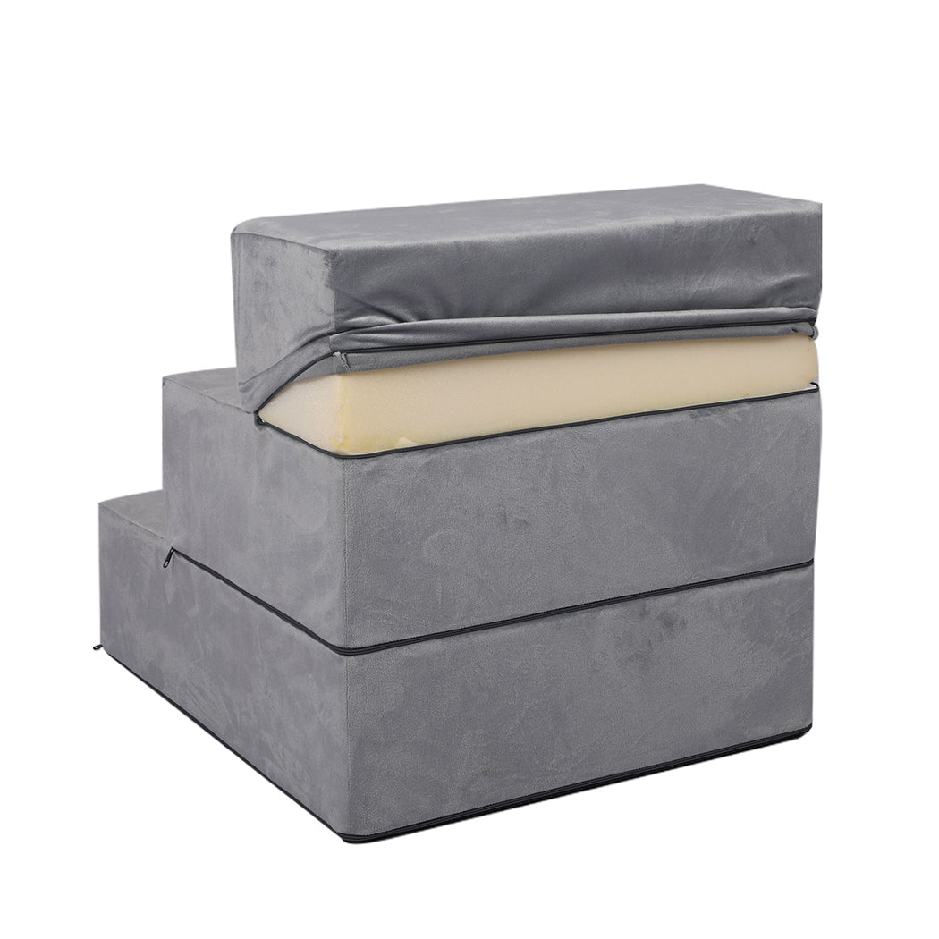 Portable Adjustable 3 - Step Medium Pet Stairs - Grey - Rivercity House & Home Co. (ABN 18 642 972 209) - Affordable Modern Furniture Australia