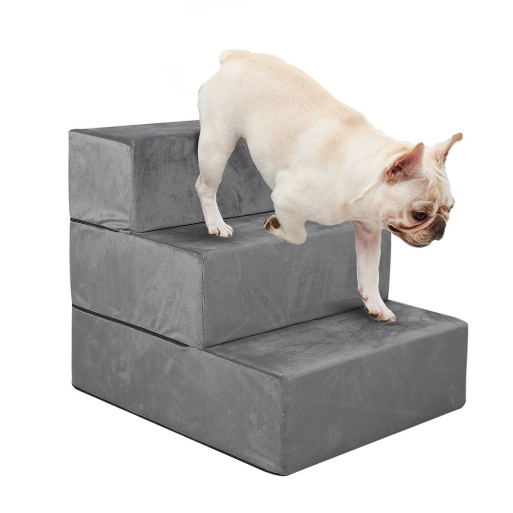 Portable Adjustable 3 - Step Medium Pet Stairs - Grey - Rivercity House & Home Co. (ABN 18 642 972 209) - Affordable Modern Furniture Australia