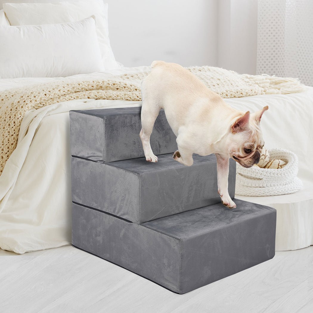 Portable Adjustable 3 - Step Medium Pet Stairs - Grey - Rivercity House & Home Co. (ABN 18 642 972 209) - Affordable Modern Furniture Australia