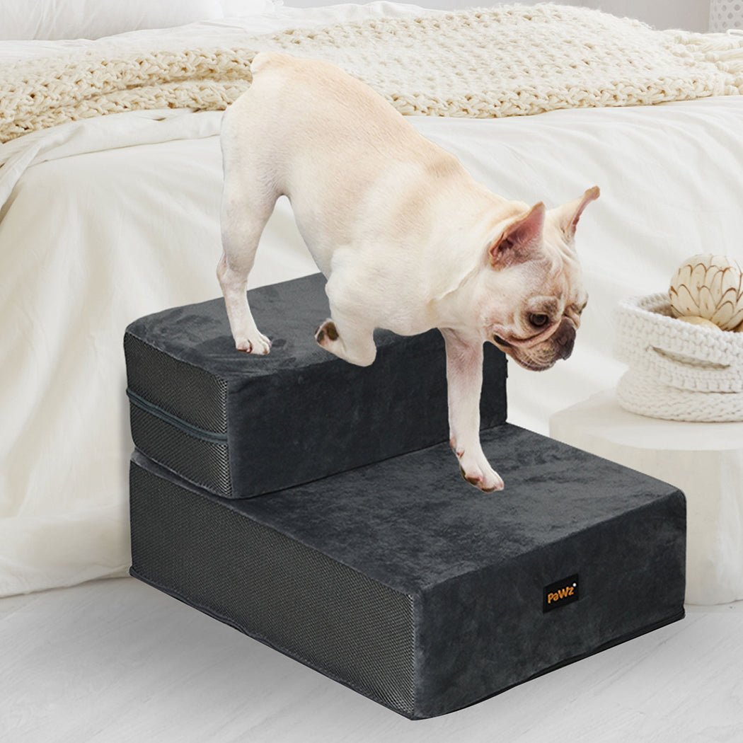 Portable Adjustable Dog Stairs Ramp with Anti - Slip Bottom - Grey - Rivercity House & Home Co. (ABN 18 642 972 209) - Affordable Modern Furniture Australia