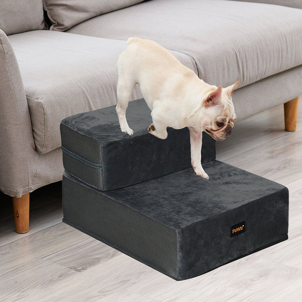 Portable Adjustable Dog Stairs Ramp with Anti - Slip Bottom - Grey - Rivercity House & Home Co. (ABN 18 642 972 209) - Affordable Modern Furniture Australia