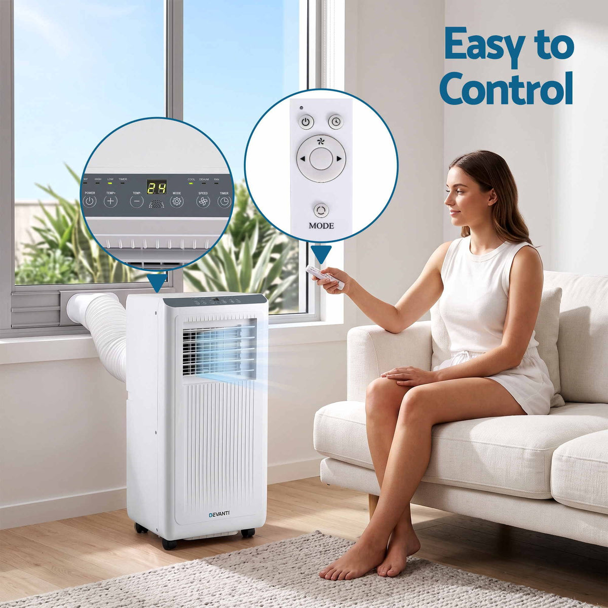 Portable Air Conditioner 5000 BTU 3-in-1 with Remote Control - Appliances > Air Conditioners > Portable Air Conditioners - Rivercity House & Home Co. (ABN 18 642 972 209) - Affordable Modern Furniture Australia