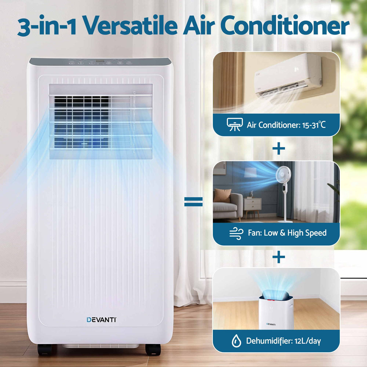 Portable Air Conditioner 5000 BTU 3-in-1 with Remote Control - Appliances > Air Conditioners > Portable Air Conditioners - Rivercity House & Home Co. (ABN 18 642 972 209) - Affordable Modern Furniture Australia