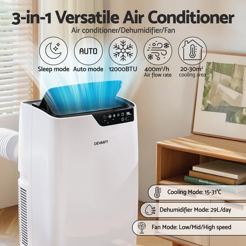 Portable Air Conditioner Dehumidifier Fan 12000BTU - Appliances > Air Conditioners > Portable Air Conditioners - Rivercity House & Home Co. (ABN 18 642 972 209) - Affordable Modern Furniture Australia