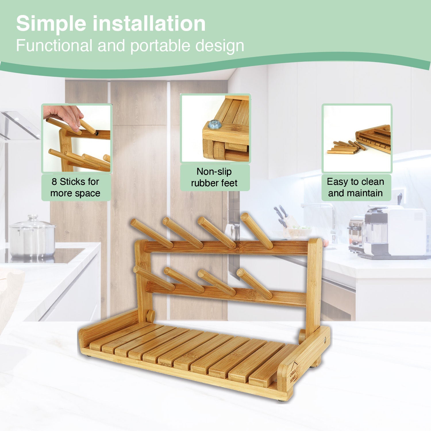 Portable Bamboo Baby Bottle Drying Rack - Home & Garden > Laundry & Cleaning > Laundry Storage - Rivercity House & Home Co. (ABN 18 642 972 209) - Affordable Modern Furniture Australia
