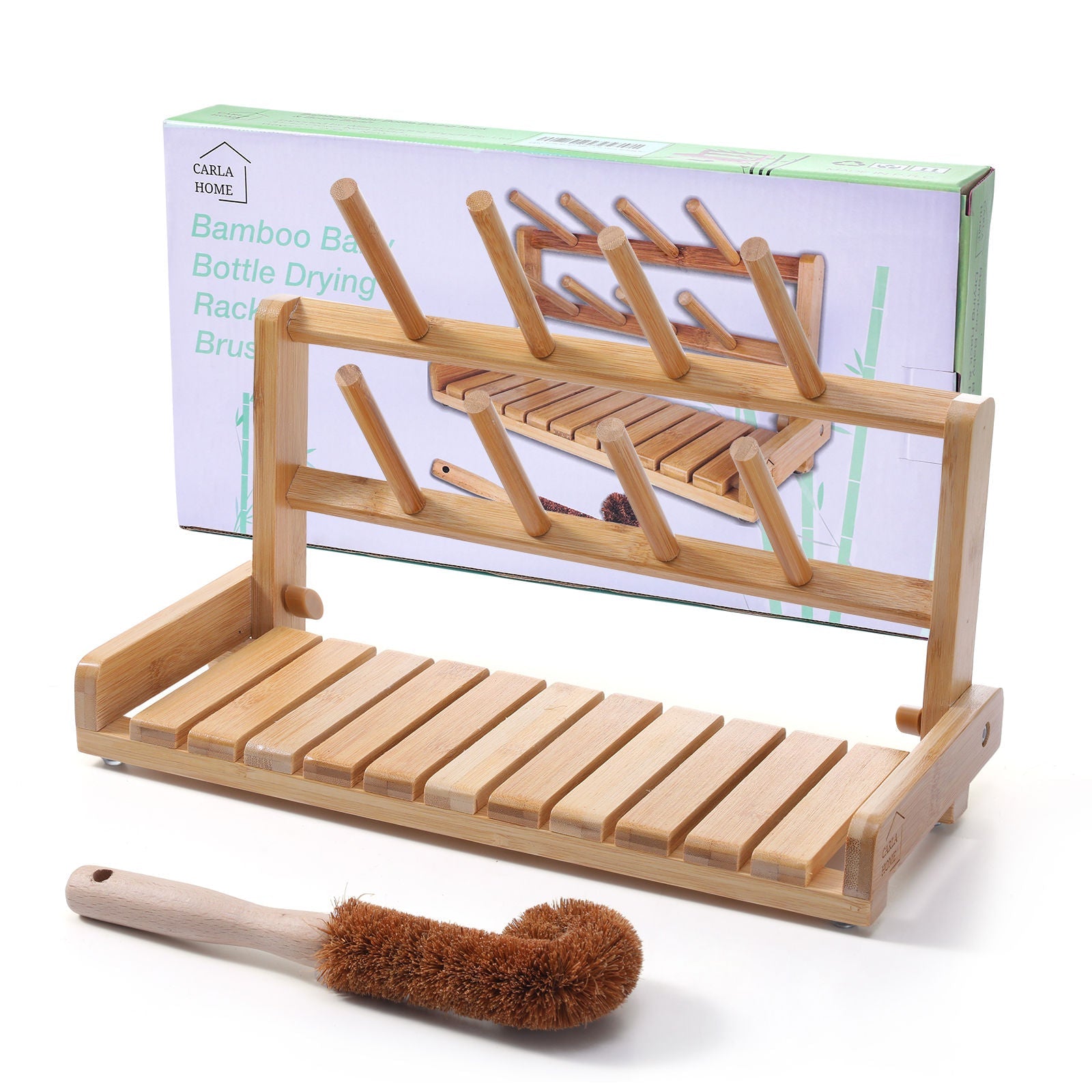 Portable Bamboo Baby Bottle Drying Rack - Home & Garden > Laundry & Cleaning > Laundry Storage - Rivercity House & Home Co. (ABN 18 642 972 209) - Affordable Modern Furniture Australia