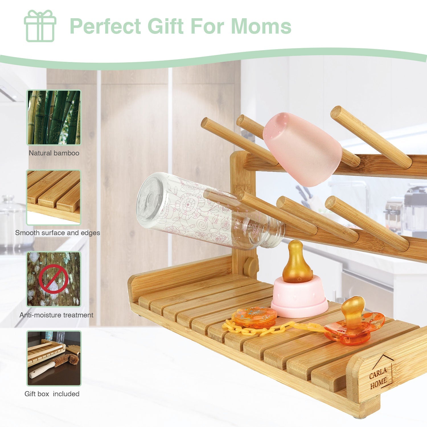 Portable Bamboo Baby Bottle Drying Rack - Home & Garden > Laundry & Cleaning > Laundry Storage - Rivercity House & Home Co. (ABN 18 642 972 209) - Affordable Modern Furniture Australia