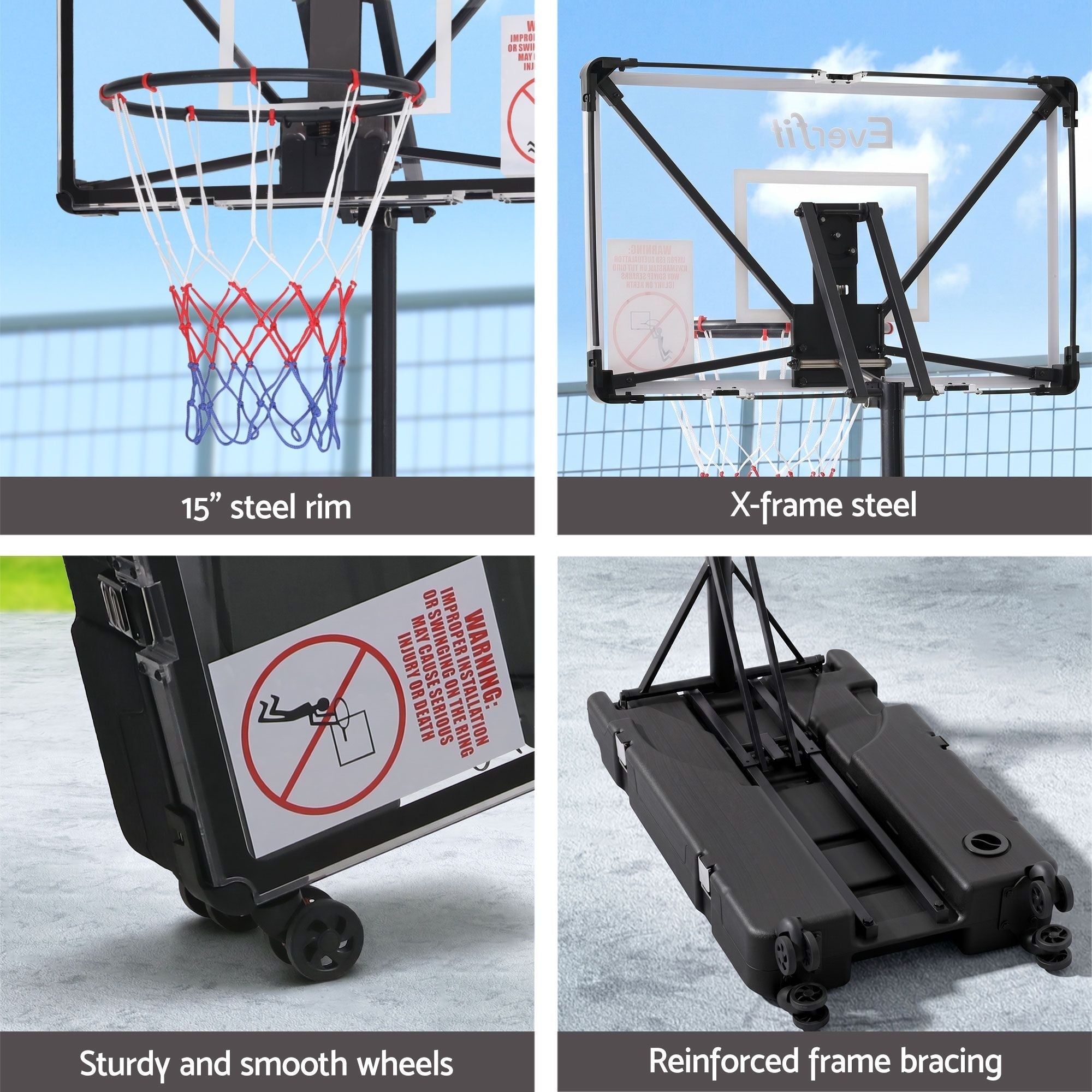 Portable Basketball Hoop System Adjustable Full Foldable Stand 2.07m - Sports & Fitness > Ball Sports > Basketball & Basketball Accessories - Rivercity House & Home Co. (ABN 18 642 972 209) - Affordable Modern Furniture Australia