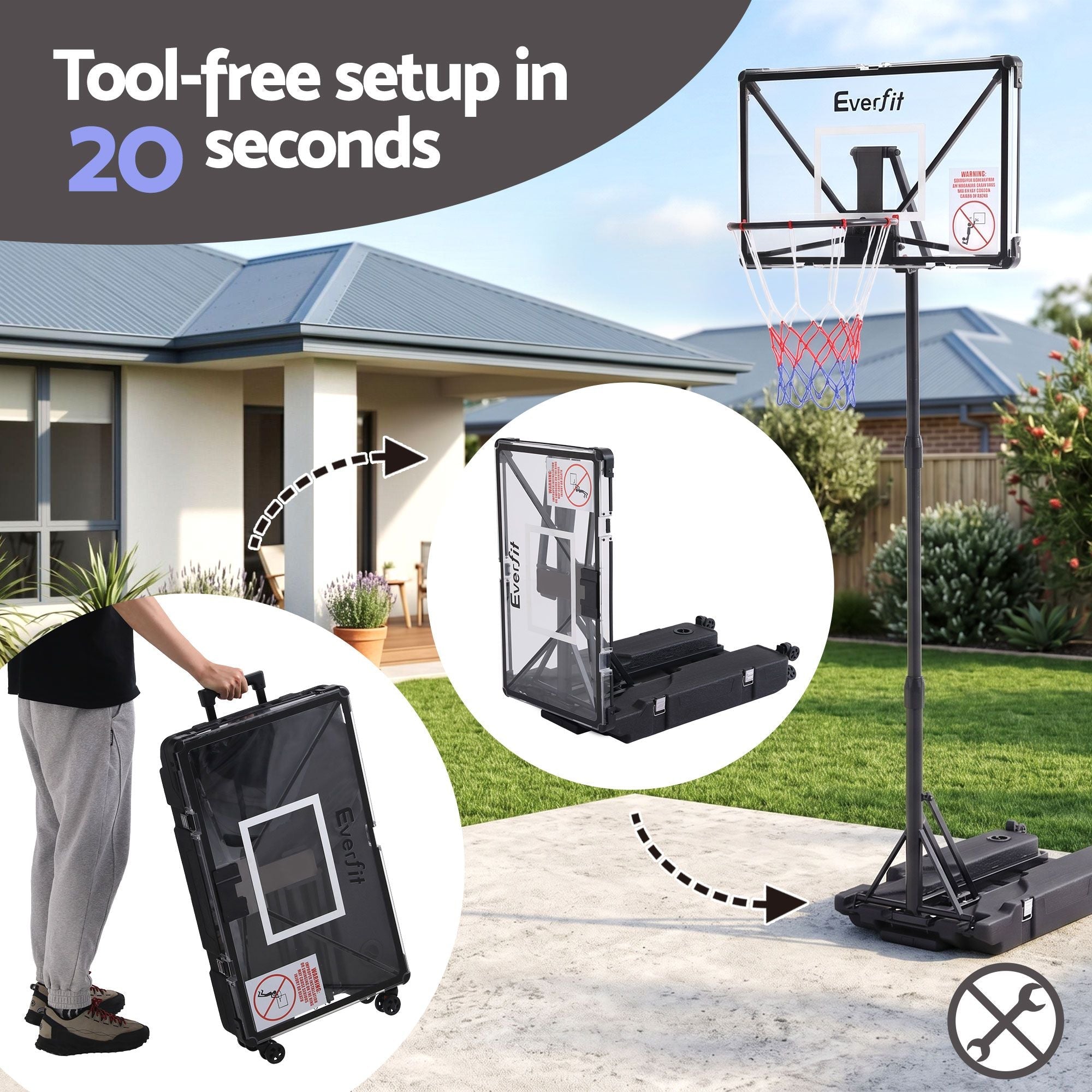 Portable Basketball Hoop System Adjustable Full Foldable Stand 2.07m - Sports & Fitness > Ball Sports > Basketball & Basketball Accessories - Rivercity House & Home Co. (ABN 18 642 972 209) - Affordable Modern Furniture Australia