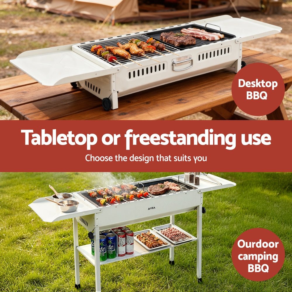 Portable BBQ Grill w/ Stainless Steel Racks & Pans for Outdoor - Home & Garden > BBQ > BBQs & Accessories - Rivercity House & Home Co. (ABN 18 642 972 209) - Affordable Modern Furniture Australia