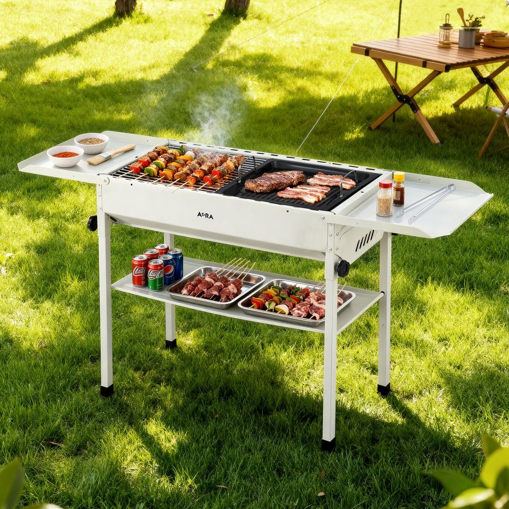 Portable BBQ Grill w/ Stainless Steel Racks & Pans for Outdoor - Home & Garden > BBQ > BBQs & Accessories - Rivercity House & Home Co. (ABN 18 642 972 209) - Affordable Modern Furniture Australia