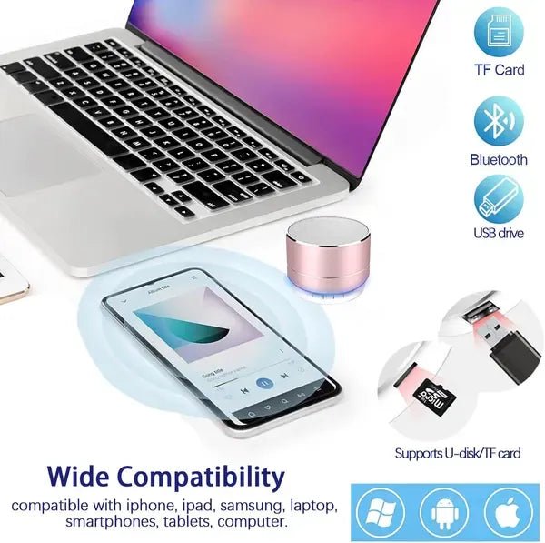 Portable Bluetooth Speaker with HD Sound, TF Card & LED Light - Pink - Audio & Video > Speakers > Bluetooth Speakers - Rivercity House & Home Co. (ABN 18 642 972 209) - Affordable Modern Furniture Australia