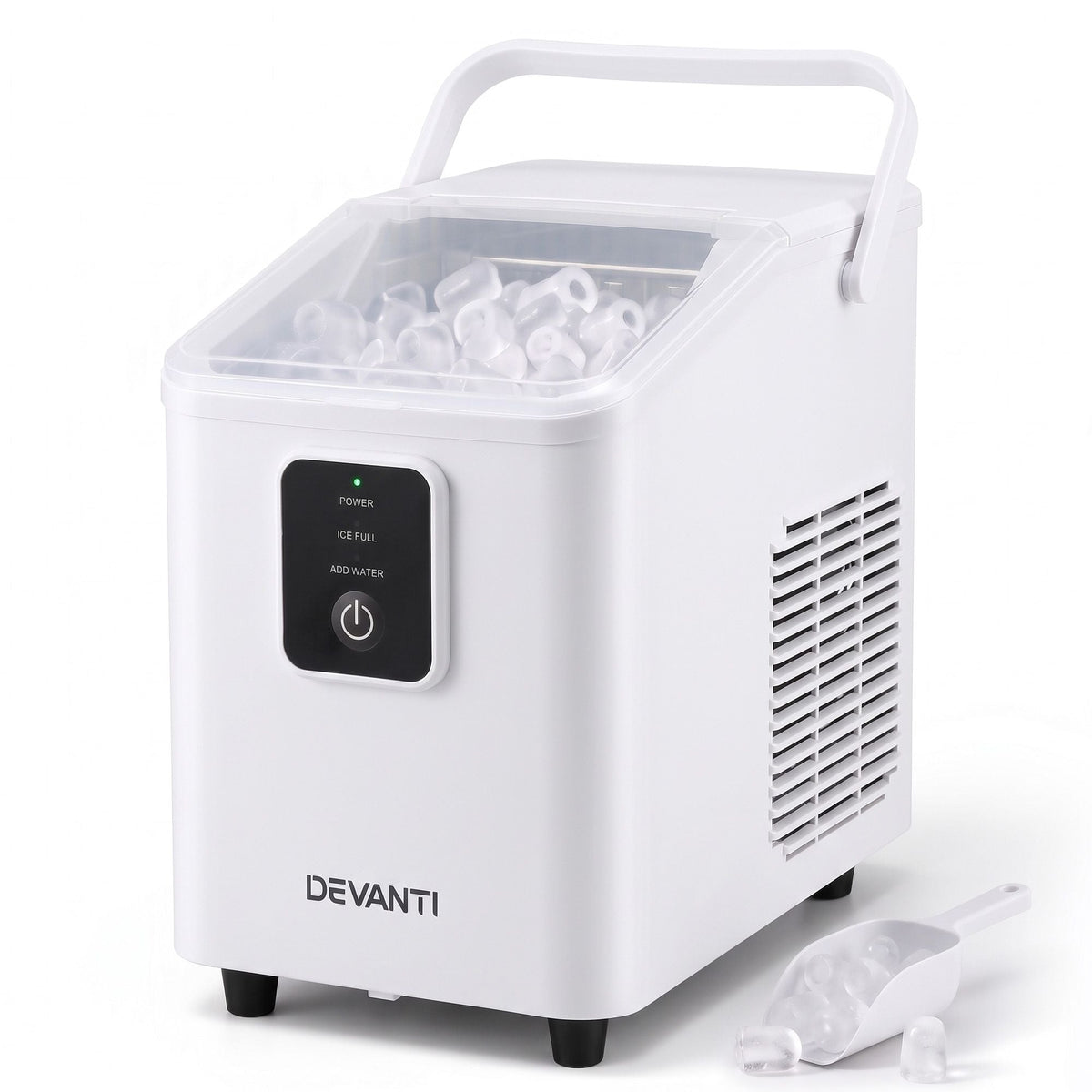 Portable Bullet Cube Ice Maker 11-12kg Capacity - White - Appliances > Kitchen Appliances > Ice Makers - Rivercity House & Home Co. (ABN 18 642 972 209) - Affordable Modern Furniture Australia