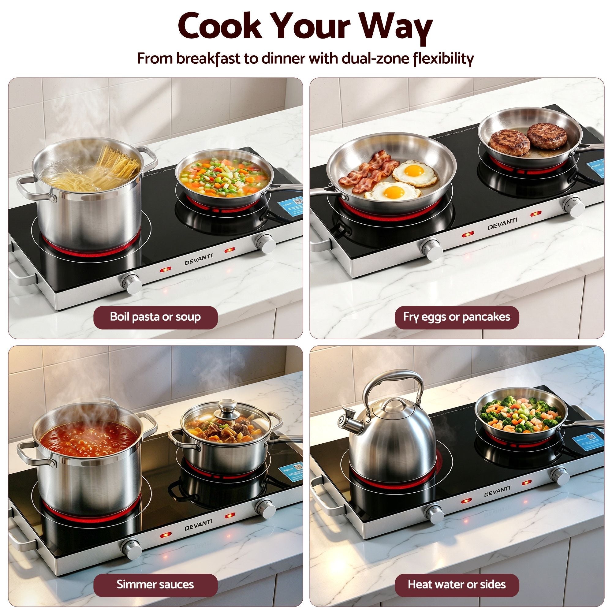 Portable Ceramic Cooktop Dual Burner Electric Hot Plate 2800W - Black - Appliances > Kitchen Appliances > Cooktops & Stoves - Rivercity House & Home Co. (ABN 18 642 972 209) - Affordable Modern Furniture Australia