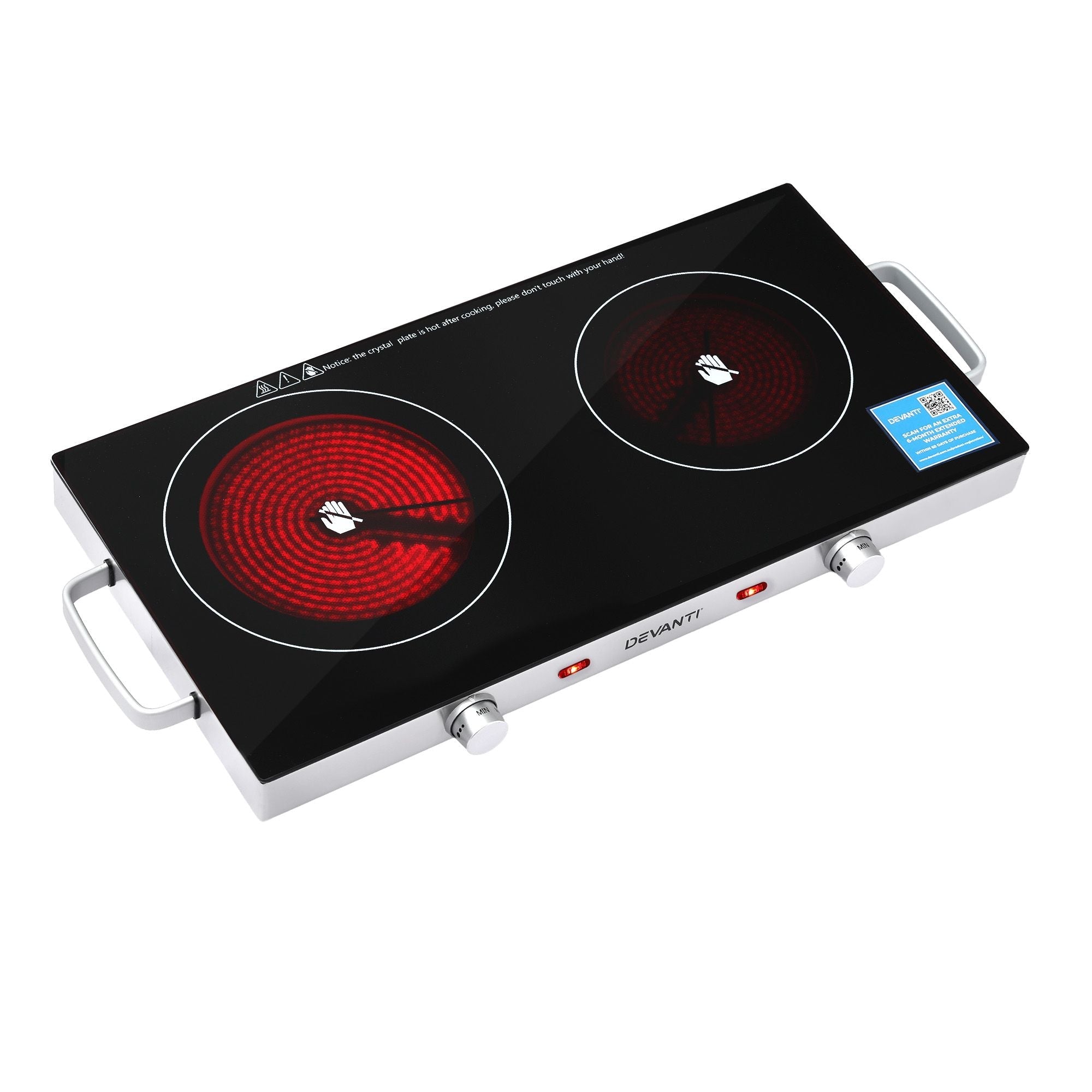 Portable Ceramic Cooktop Dual Burner Electric Hot Plate 2800W - Black - Appliances > Kitchen Appliances > Cooktops & Stoves - Rivercity House & Home Co. (ABN 18 642 972 209) - Affordable Modern Furniture Australia