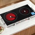 Portable Ceramic Cooktop Dual Burner Electric Hot Plate 2800W - Black