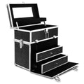 Portable Cosmetic Makeup Carry Case with Mirror - Crocodile Black
