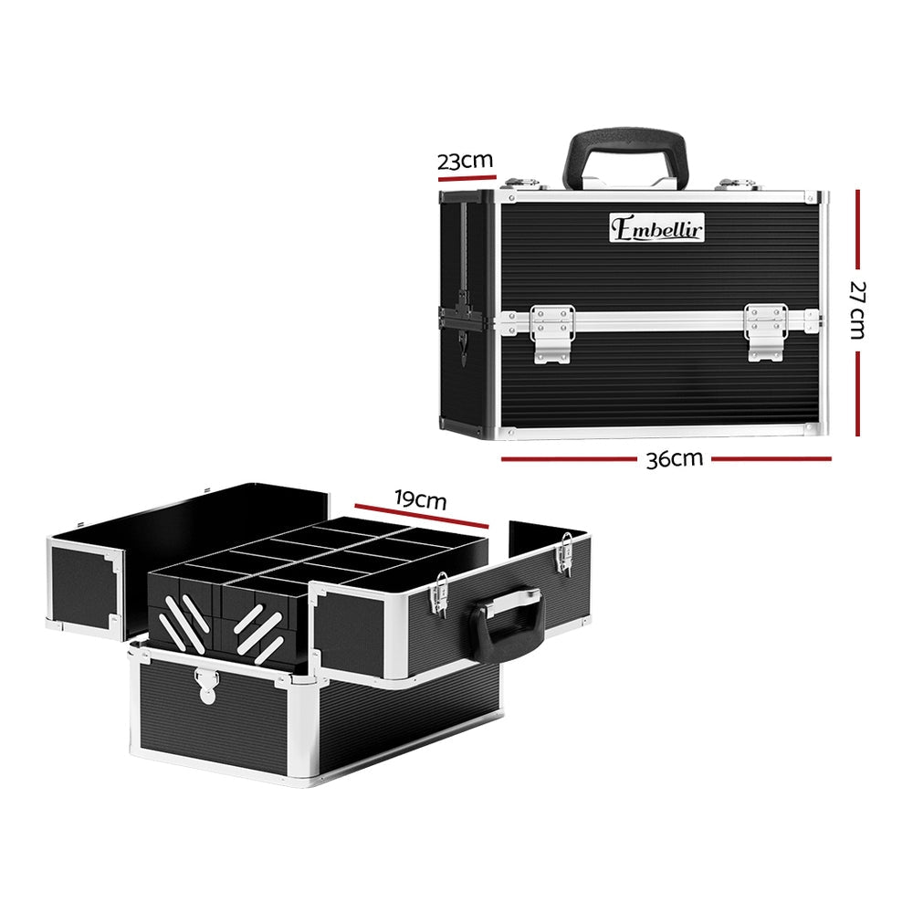 Portable Cosmetic Beauty Makeup Case - Black - Health & Beauty > Cosmetic Storage > Cosmetic & Toiletry Bags - Rivercity House & Home Co. (ABN 18 642 972 209) - Affordable Modern Furniture Australia