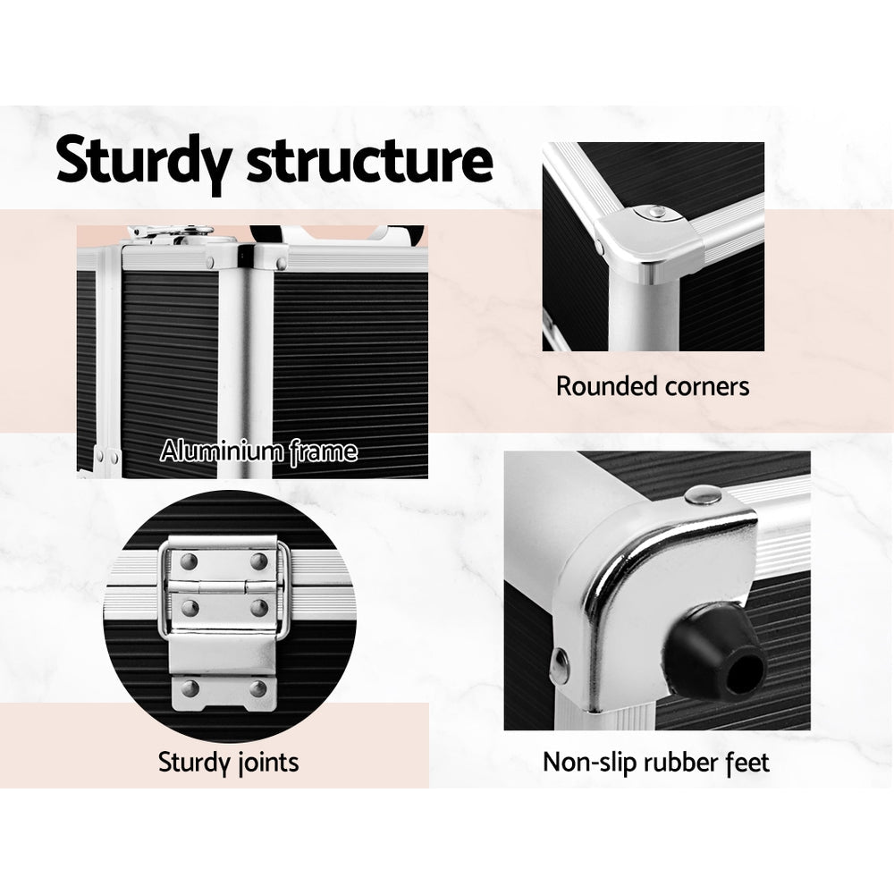 Portable Cosmetic Beauty Makeup Case - Black - Health & Beauty > Cosmetic Storage > Cosmetic & Toiletry Bags - Rivercity House & Home Co. (ABN 18 642 972 209) - Affordable Modern Furniture Australia