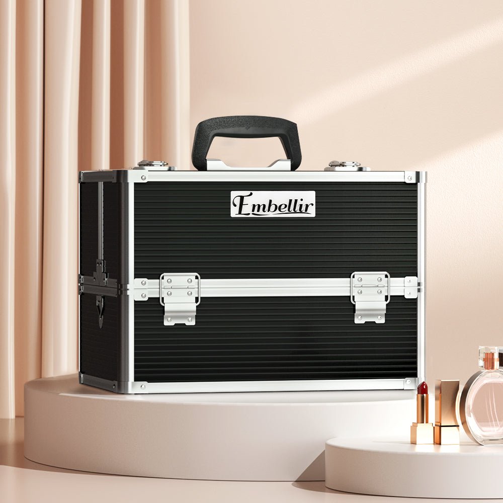 Portable Cosmetic Beauty Makeup Case - Black - Health & Beauty > Cosmetic Storage > Cosmetic & Toiletry Bags - Rivercity House & Home Co. (ABN 18 642 972 209) - Affordable Modern Furniture Australia