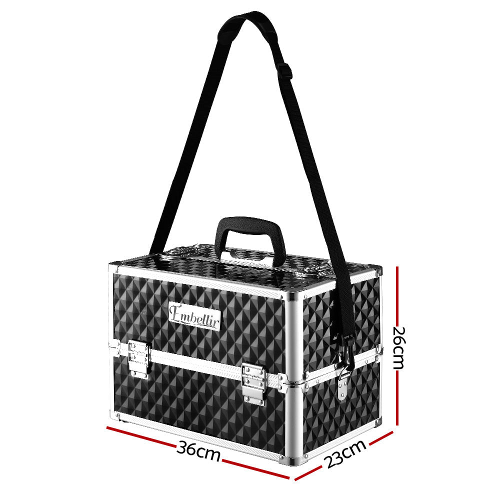 Portable Cosmetic Beauty Makeup Case - Diamond Black - Health & Beauty > Cosmetic Storage > Cosmetic & Toiletry Bags - Rivercity House & Home Co. (ABN 18 642 972 209) - Affordable Modern Furniture Australia
