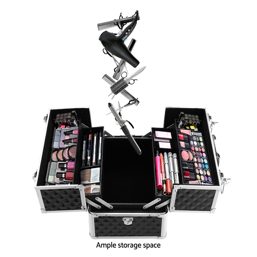 Portable Cosmetic Beauty Makeup Case - Diamond Black - Health & Beauty > Cosmetic Storage > Cosmetic & Toiletry Bags - Rivercity House & Home Co. (ABN 18 642 972 209) - Affordable Modern Furniture Australia