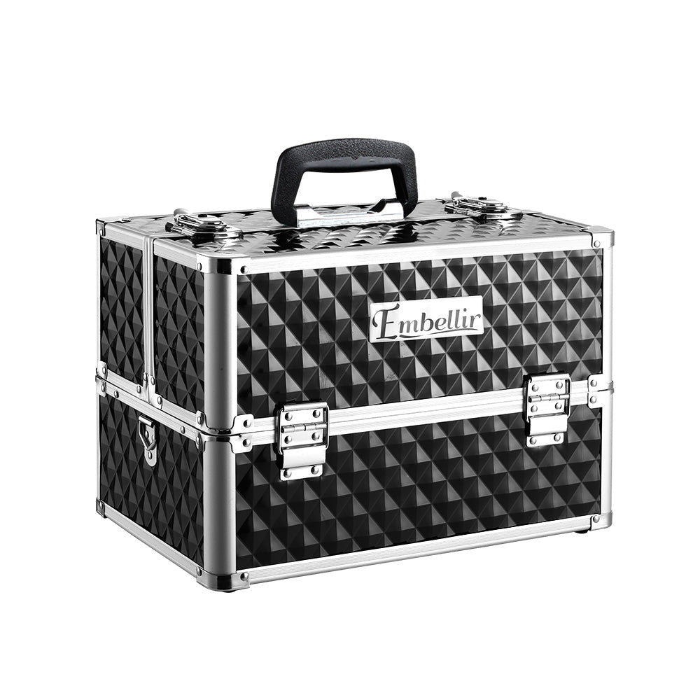 Portable Cosmetic Beauty Makeup Case - Diamond Black - Health & Beauty > Cosmetic Storage > Cosmetic & Toiletry Bags - Rivercity House & Home Co. (ABN 18 642 972 209) - Affordable Modern Furniture Australia