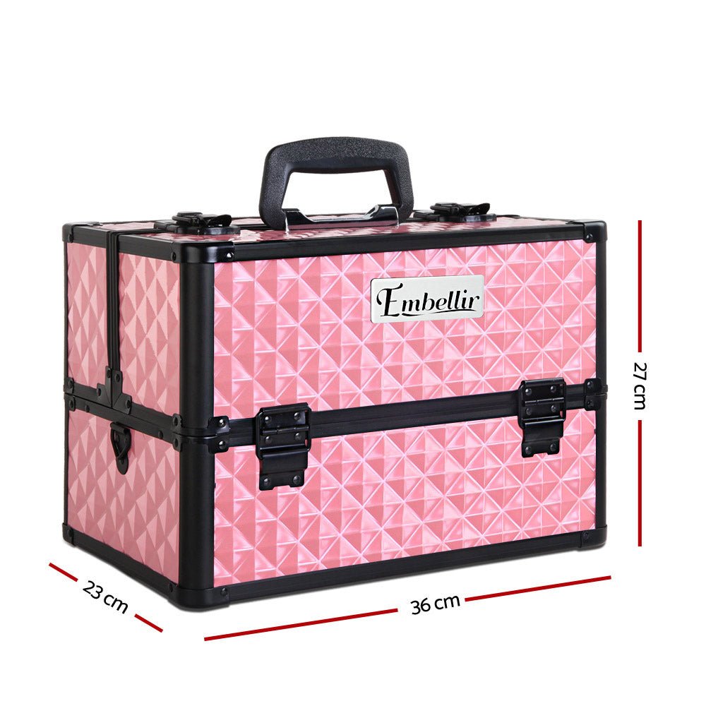Portable Cosmetic Beauty Makeup Case - Diamond Pink - Health & Beauty > Cosmetic Storage > Cosmetic & Toiletry Bags - Rivercity House & Home Co. (ABN 18 642 972 209) - Affordable Modern Furniture Australia