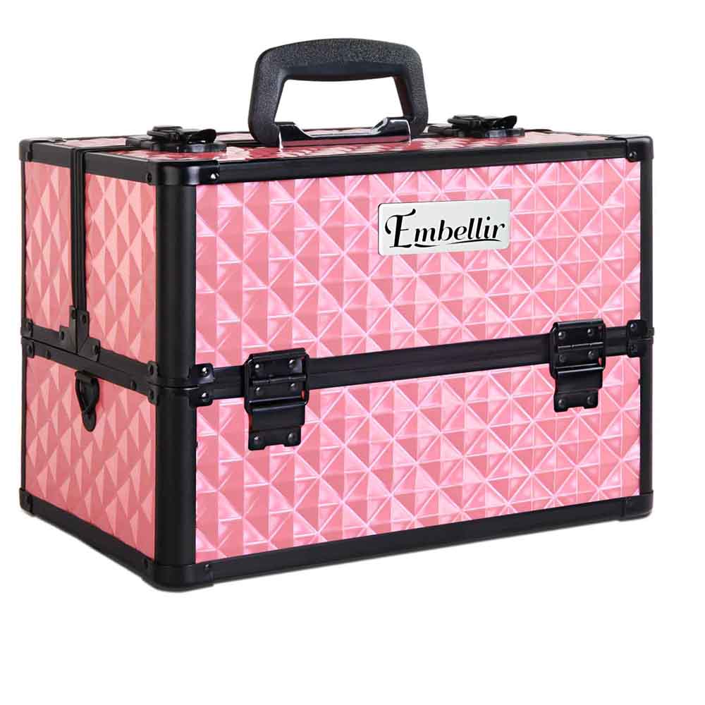 Portable Cosmetic Beauty Makeup Case - Diamond Pink - Health & Beauty > Cosmetic Storage > Cosmetic & Toiletry Bags - Rivercity House & Home Co. (ABN 18 642 972 209) - Affordable Modern Furniture Australia