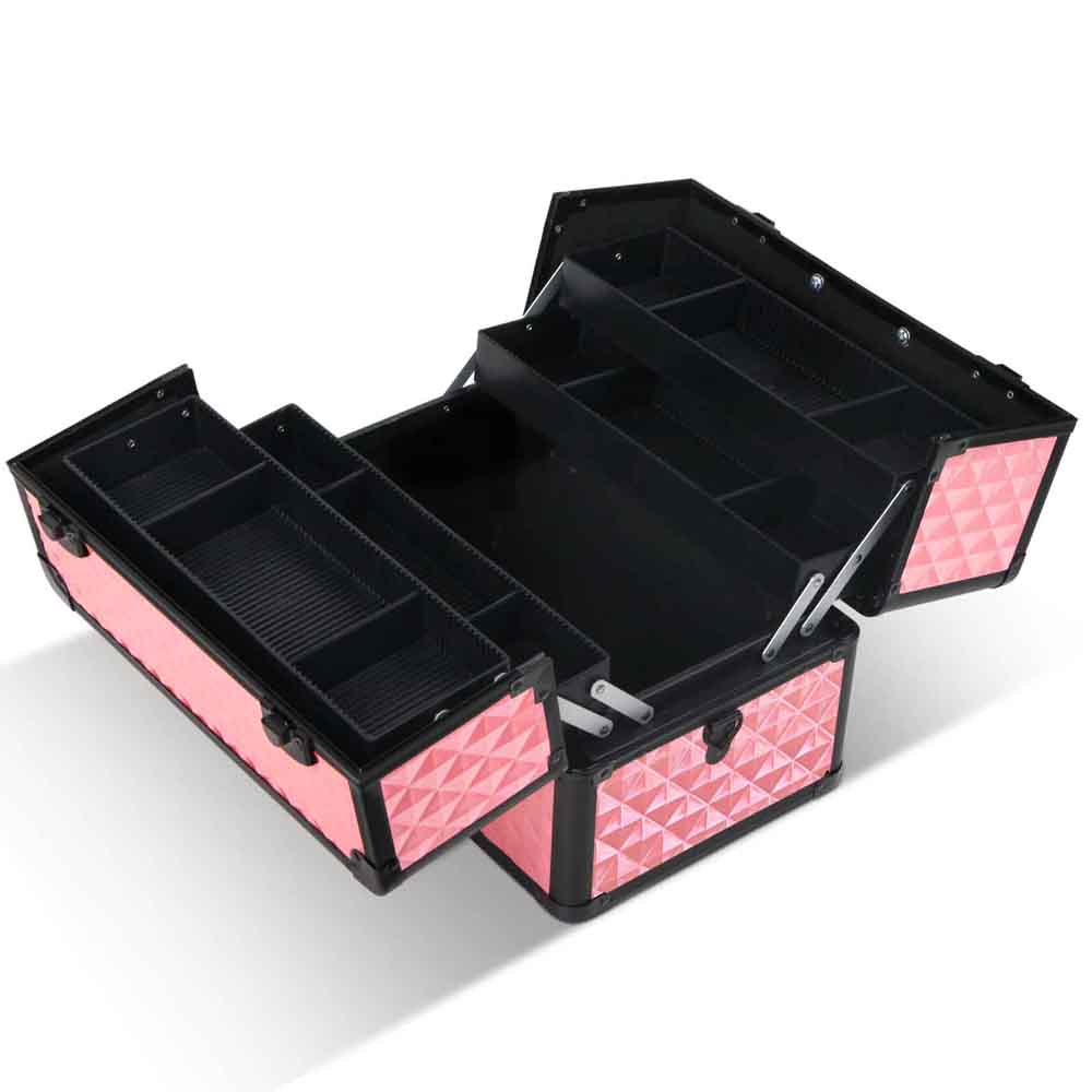 Portable Cosmetic Beauty Makeup Case - Diamond Pink - Health & Beauty > Cosmetic Storage > Cosmetic & Toiletry Bags - Rivercity House & Home Co. (ABN 18 642 972 209) - Affordable Modern Furniture Australia