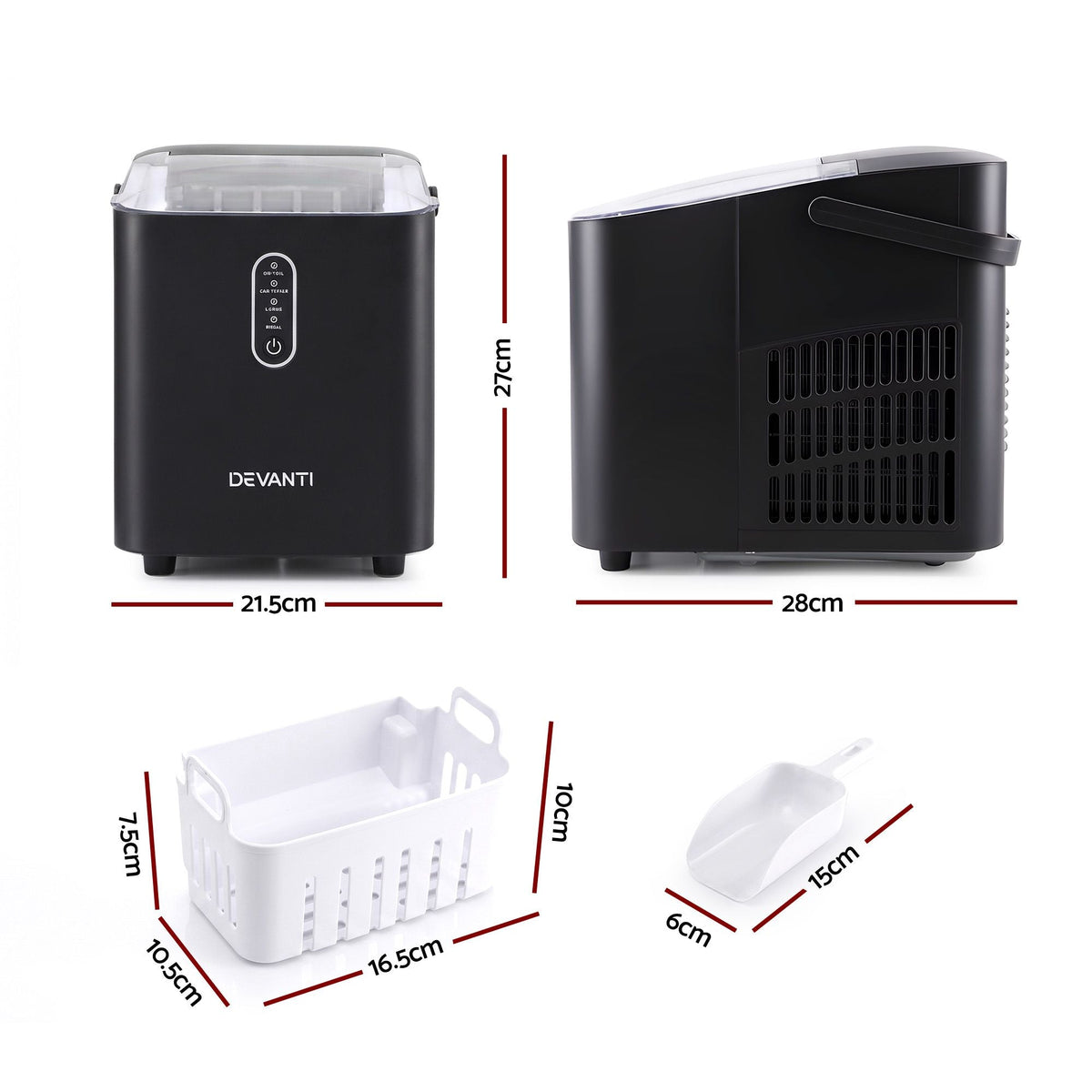 Portable Countertop Ice Maker Bullet Cube 12KG - Black - Appliances > Kitchen Appliances > Ice Makers - Rivercity House & Home Co. (ABN 18 642 972 209) - Affordable Modern Furniture Australia
