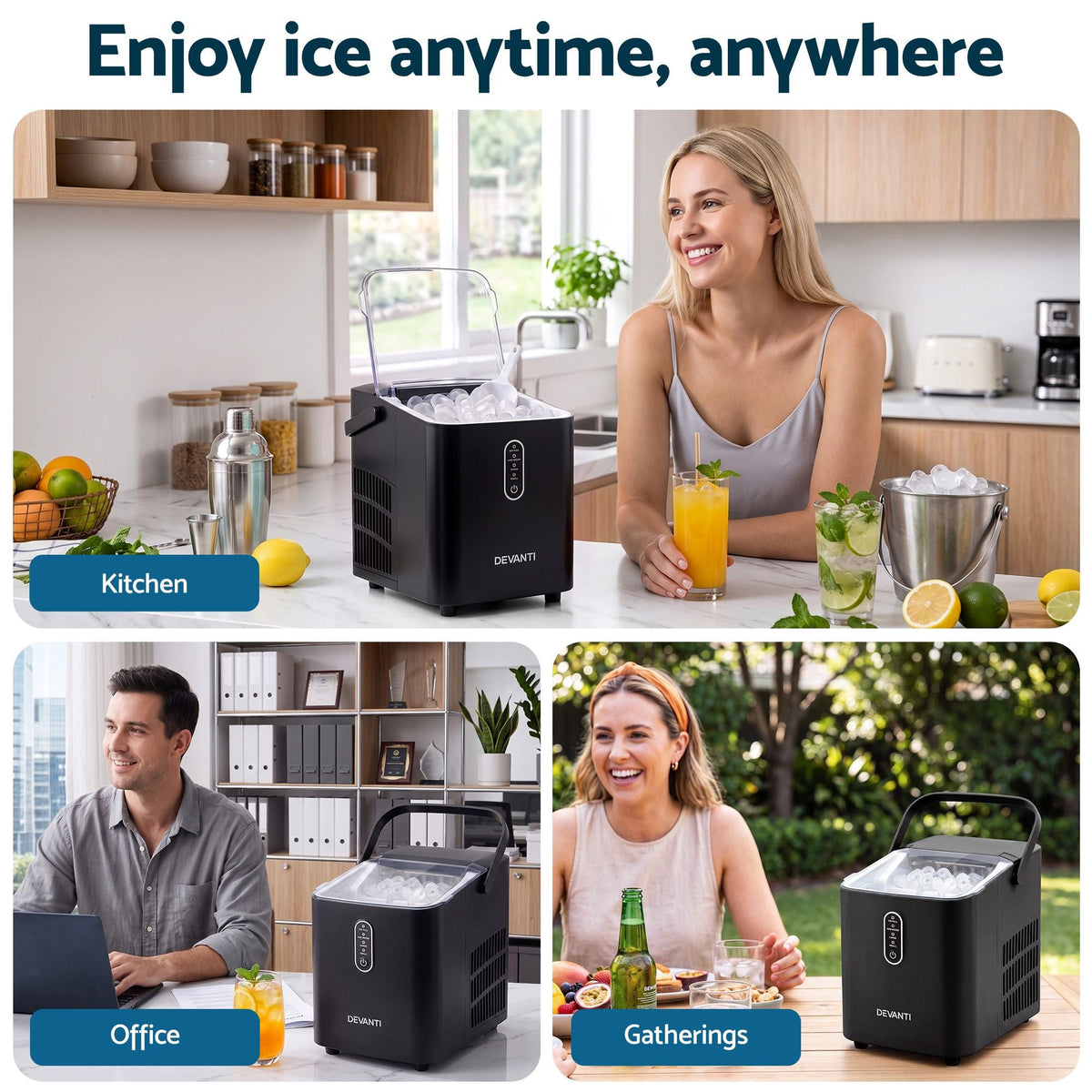Portable Countertop Ice Maker Bullet Cube 12KG - Black - Appliances > Kitchen Appliances > Ice Makers - Rivercity House & Home Co. (ABN 18 642 972 209) - Affordable Modern Furniture Australia