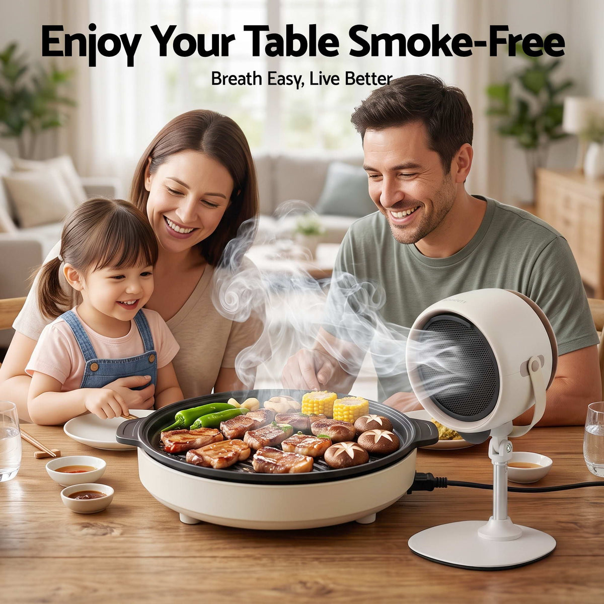 Portable Desktop Range Hood 5-Speed Rechargeable Extractor Fan for BBQ and Tabletop Cooking - Appliances > Fans > Portable Fans - Rivercity House & Home Co. (ABN 18 642 972 209) - Affordable Modern Furniture Australia