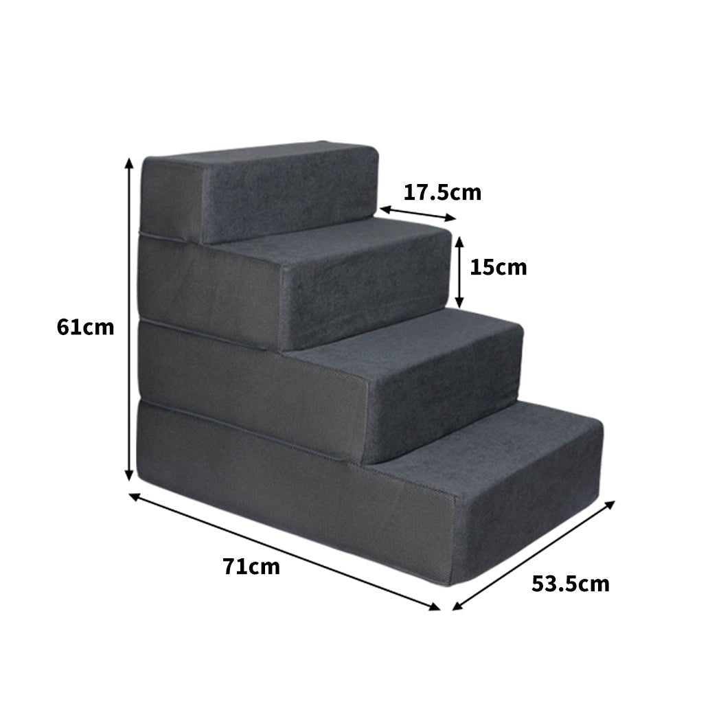 Portable Dog Stairs Ramp with Adjustable Height and Anti - Slip Bottom - Grey - Rivercity House & Home Co. (ABN 18 642 972 209) - Affordable Modern Furniture Australia