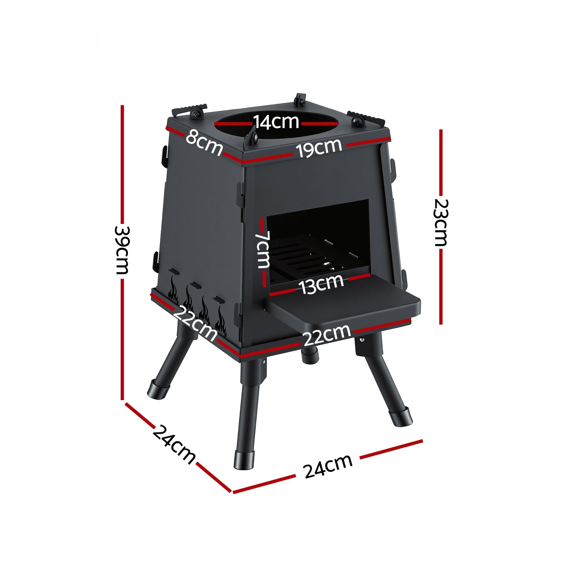 Portable Fire Pit BBQ Outdoor Fireplace Camping Stove for Boiling Water and BBQ - Black - Home & Garden > Firepits > Fire Pits - Rivercity House & Home Co. (ABN 18 642 972 209) - Affordable Modern Furniture Australia
