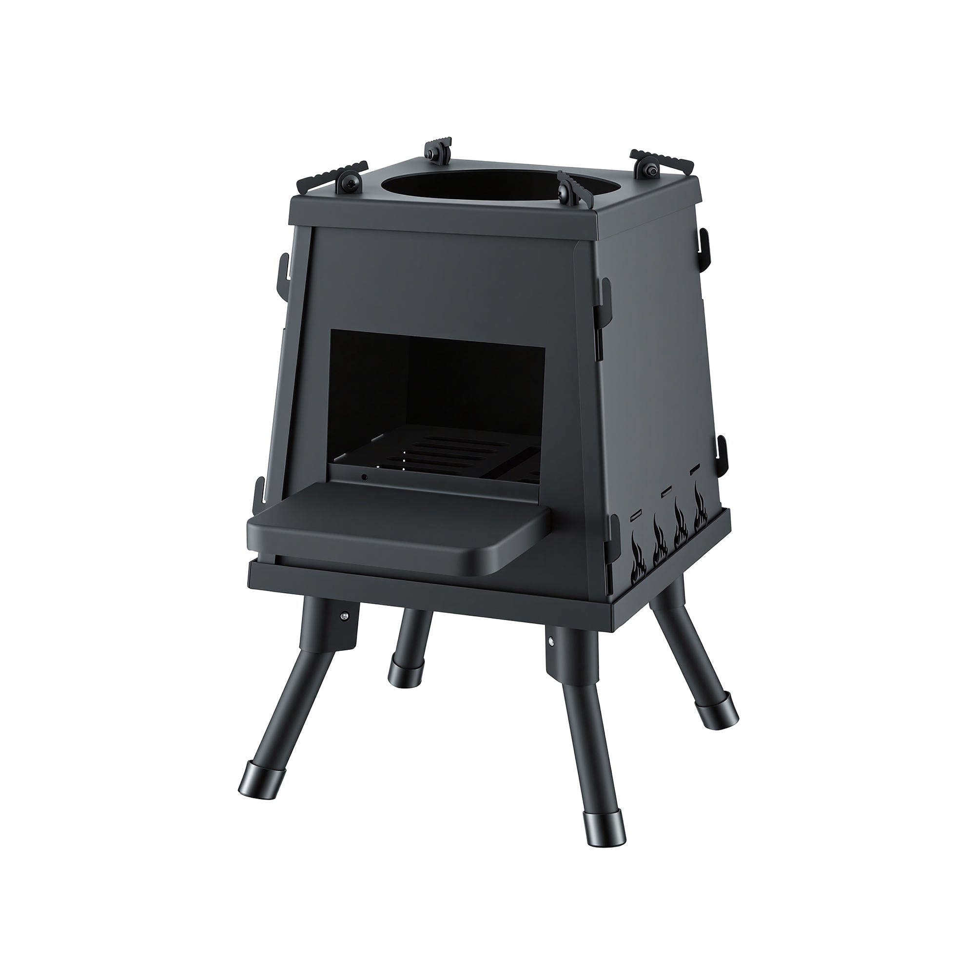 Portable Fire Pit BBQ Outdoor Fireplace Camping Stove for Boiling Water and BBQ - Black - Home & Garden > Firepits > Fire Pits - Rivercity House & Home Co. (ABN 18 642 972 209) - Affordable Modern Furniture Australia