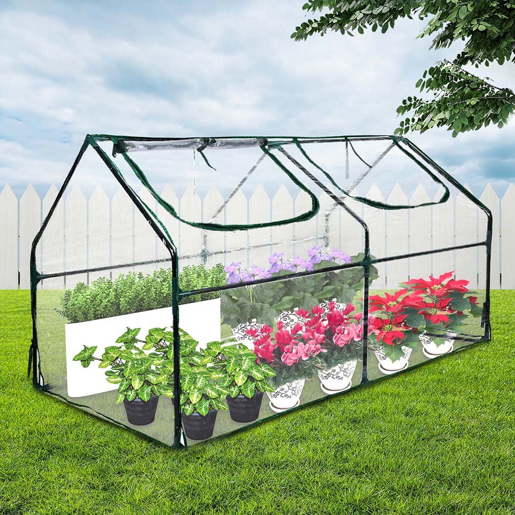 Portable Flower Garden Greenhouse with Roll - Up Door - Transparent - Rivercity House & Home Co. (ABN 18 642 972 209) - Affordable Modern Furniture Australia