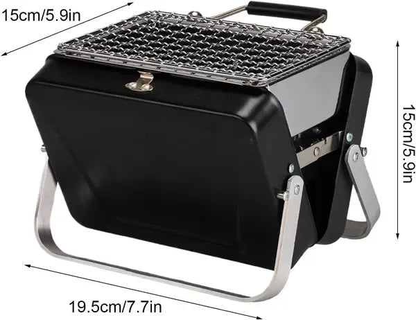 Portable Foldable Charcoal BBQ Grill with Metal Frame and Cooking Grate for Camping and Outdoor Cooking - Black - Home & Garden > BBQ > BBQs & Accessories - Rivercity House & Home Co. (ABN 18 642 972 209) - Affordable Modern Furniture Australia