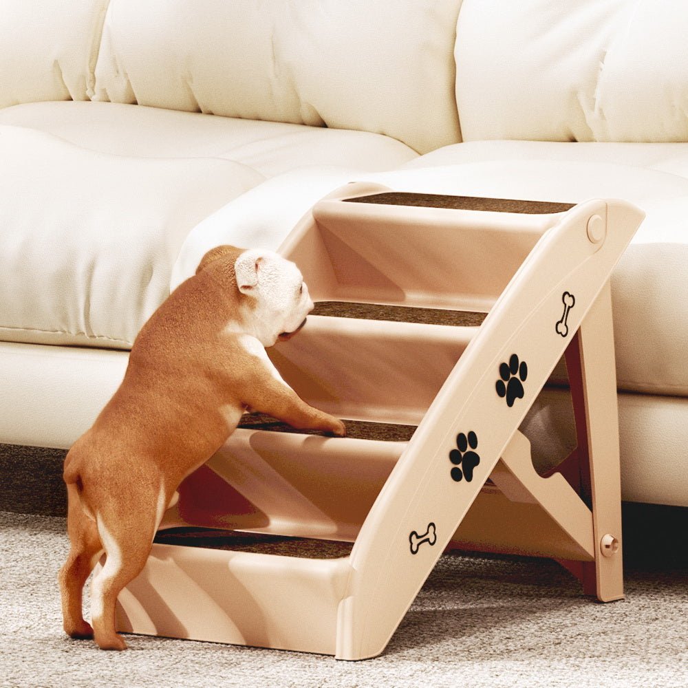 Portable Foldable Dog Ramp and Steps for Bed Sofa Car - Beige - Pet Care > Dog Supplies > Dog Steps & Ramps - Rivercity House & Home Co. (ABN 18 642 972 209) - Affordable Modern Furniture Australia