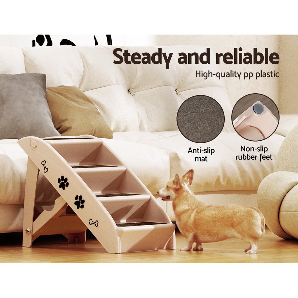 Portable Foldable Dog Ramp and Steps for Bed Sofa Car - Beige - Pet Care > Dog Supplies > Dog Steps & Ramps - Rivercity House & Home Co. (ABN 18 642 972 209) - Affordable Modern Furniture Australia