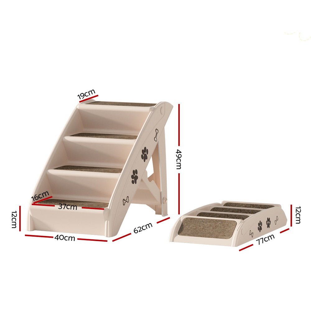 Portable Foldable Dog Ramp and Steps for Bed Sofa Car - Beige - Pet Care > Dog Supplies > Dog Steps & Ramps - Rivercity House & Home Co. (ABN 18 642 972 209) - Affordable Modern Furniture Australia