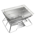 Portable Folding 2-in-1 Charcoal BBQ Grill and Fire Pit - Silver