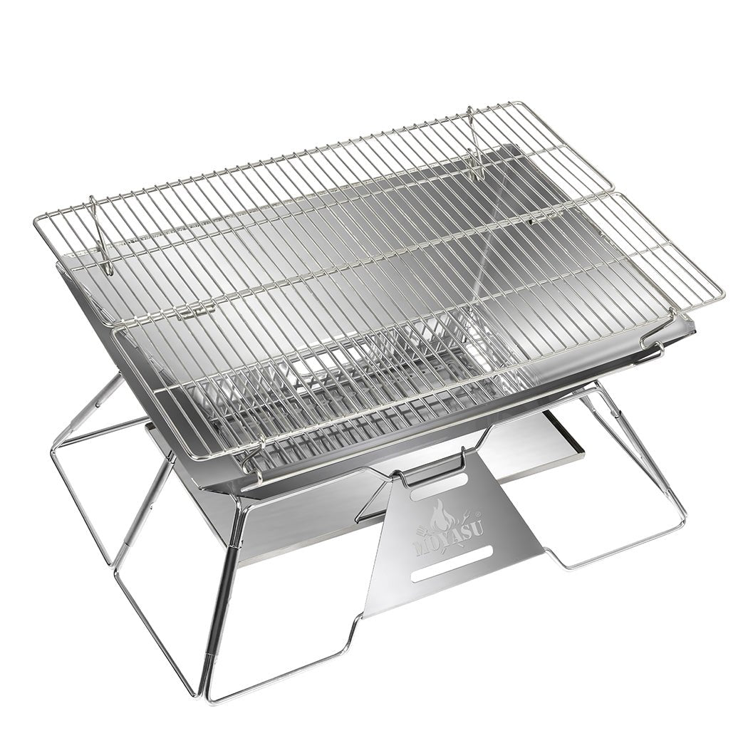 Portable Folding 2 - in - 1 Charcoal BBQ Grill and Fire Pit - Silver - Rivercity House & Home Co. (ABN 18 642 972 209) - Affordable Modern Furniture Australia